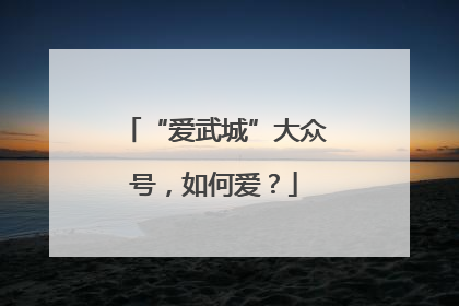 “爱武城”大众号，如何爱？
