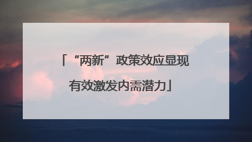 “两新”政策效应显现 有效激发内需潜力