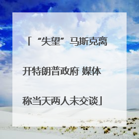 “失望”马斯克离开特朗普政府 媒体称当天两人未交谈