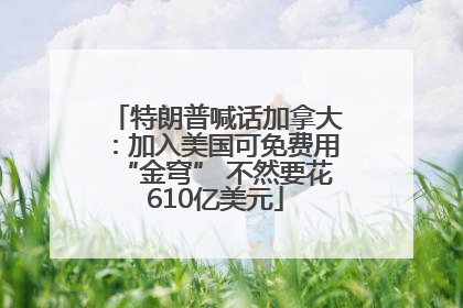特朗普喊话加拿大：加入美国可免费用“金穹” 不然要花610亿美元