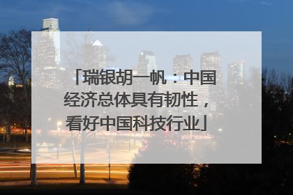 瑞银胡一帆：中国经济总体具有韧性，看好中国科技行业