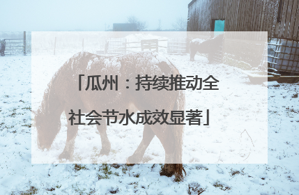 瓜州：持续推动全社会节水成效显著