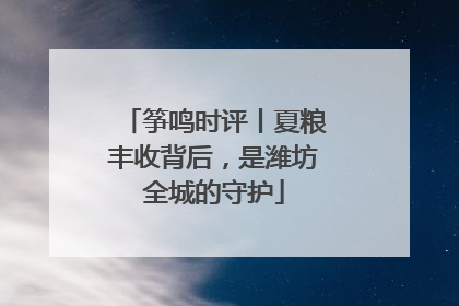筝鸣时评丨夏粮丰收背后，是潍坊全城的守护