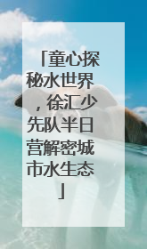 童心探秘水世界，徐汇少先队半日营解密城市水生态
