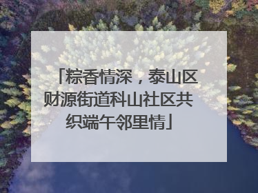 粽香情深，泰山区财源街道科山社区共织端午邻里情