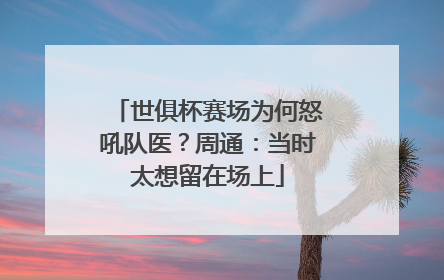 世俱杯赛场为何怒吼队医？周通：当时太想留在场上