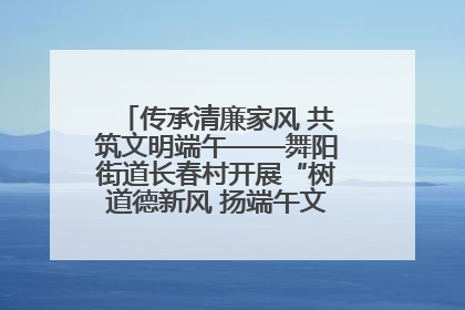 传承清廉家风 共筑文明端午——舞阳街道长春村开展“树道德新风 扬端午文化”主题活动