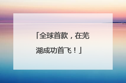 全球首款，在芜湖成功首飞！
