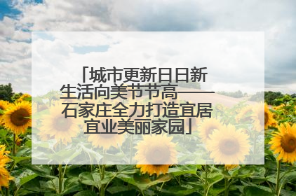 城市更新日日新 生活向美节节高——石家庄全力打造宜居宜业美丽家园