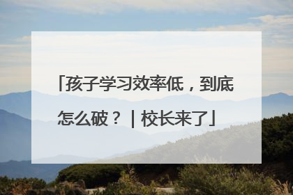 孩子学习效率低，到底怎么破？｜校长来了