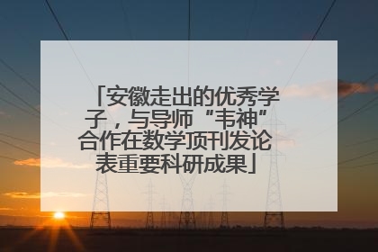 安徽走出的优秀学子，与导师“韦神”合作在数学顶刊发论表重要科研成果