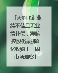 天羽飞训业绩不佳且无业绩补偿，海航控股仍豪掷8亿收购丨一周市场观察