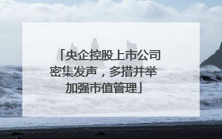 央企控股上市公司密集发声，多措并举加强市值管理