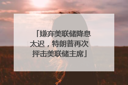嫌弃美联储降息太迟，特朗普再次抨击美联储主席
