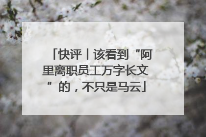 快评丨该看到“阿里离职员工万字长文”的，不只是马云