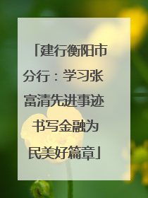 建行衡阳市分行：学习张富清先进事迹 书写金融为民美好篇章