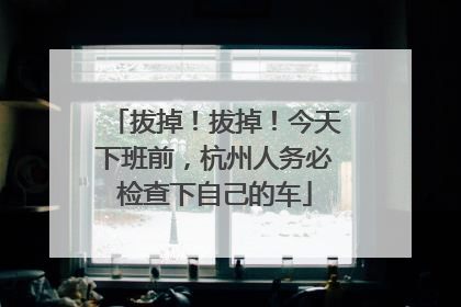 拔掉！拔掉！今天下班前，杭州人务必检查下自己的车