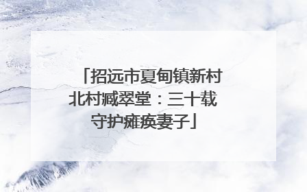 招远市夏甸镇新村北村臧翠堂：三十载守护瘫痪妻子