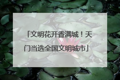 文明花开香满城！天门当选全国文明城市