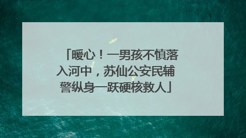 暖心！一男孩不慎落入河中，苏仙公安民辅警纵身一跃硬核救人