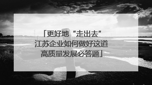 更好地“走出去” 江苏企业如何做好这道高质量发展必答题