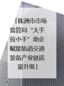 株洲市市场监管局“大手拉小手”助企赋能轨道交通装备产业链质量升级