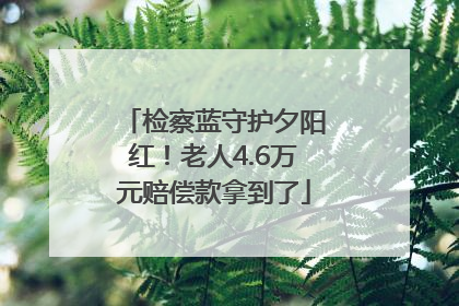 检察蓝守护夕阳红！老人4.6万元赔偿款拿到了