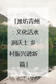 潍坊青州：文化活水润沃土 乡村振兴谱新篇