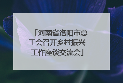 河南省洛阳市总工会召开乡村振兴工作座谈交流会