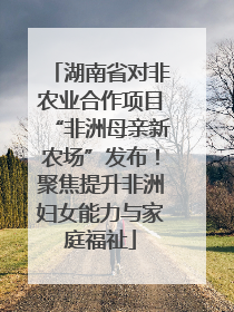 湖南省对非农业合作项目“非洲母亲新农场”发布！聚焦提升非洲妇女能力与家庭福祉