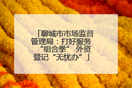 聊城市市场监督管理局：打好服务“组合拳” 外资登记“无忧办”