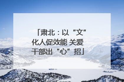 肃北：以“文”化人促效能 关爱干部出“心”招
