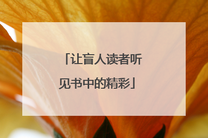 让盲人读者听见书中的精彩
