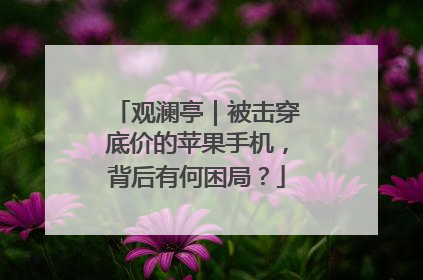 观澜亭｜被击穿底价的苹果手机，背后有何困局？