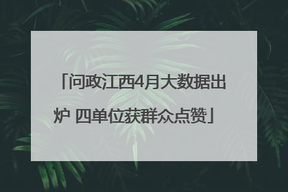 问政江西4月大数据出炉 四单位获群众点赞