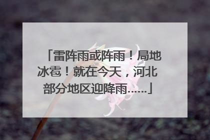 雷阵雨或阵雨！局地冰雹！就在今天，河北部分地区迎降雨……