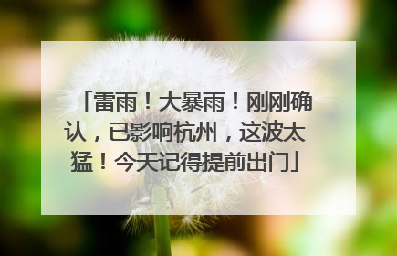 雷雨！大暴雨！刚刚确认，已影响杭州，这波太猛！今天记得提前出门