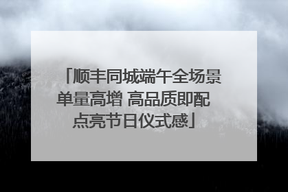 顺丰同城端午全场景单量高增 高品质即配点亮节日仪式感