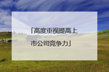 高度重视提高上市公司竞争力