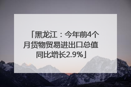 黑龙江：今年前4个月货物贸易进出口总值同比增长2.9%