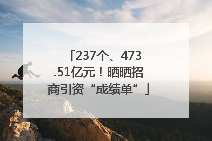 237个、473.51亿元！晒晒招商引资“成绩单”